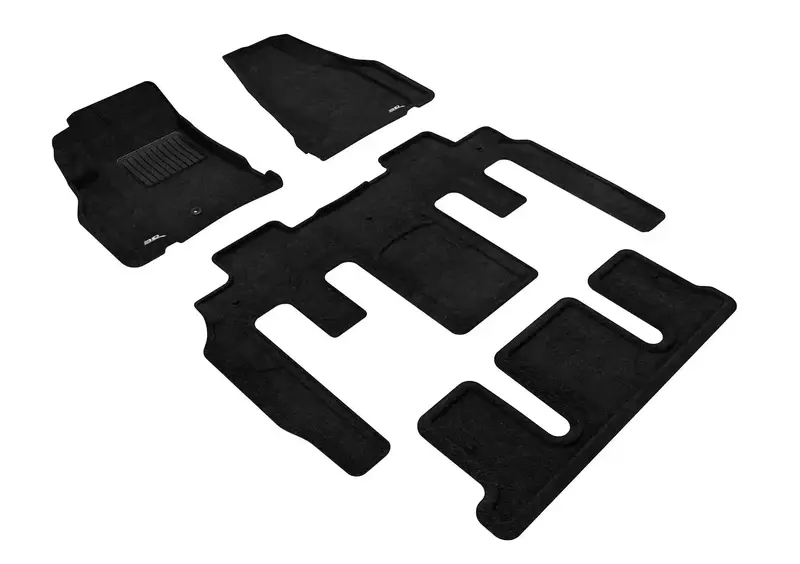 3D Maxpider Elegant Black Floor Mat System – 4-Piece (Front, Rear, Third Row) For Full Coverage 1