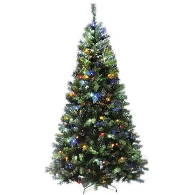 7-Foot Denver Slim Pine Tree – Built-In Multicolor Led Lights & Easy Assembly 1
