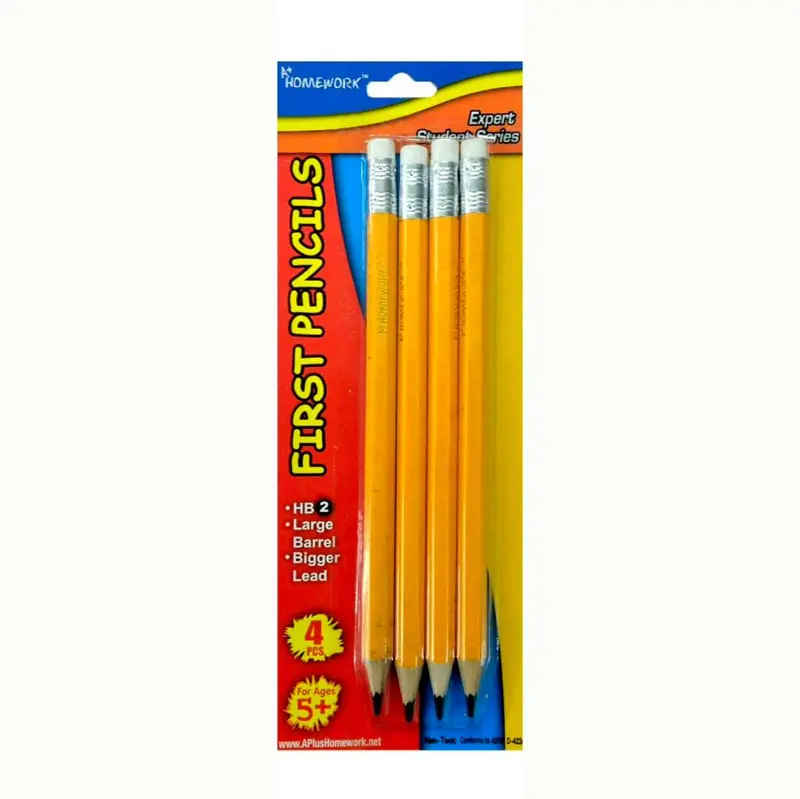 A+ Homework First Learner Pencils – 4-Pack, Soft-Grade, Kid-Friendly Design 1
