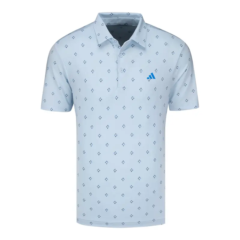 Adidas Essence Print Climacool Polo – Breathable 2026 Pga Championship Shirt In Light Blue 1