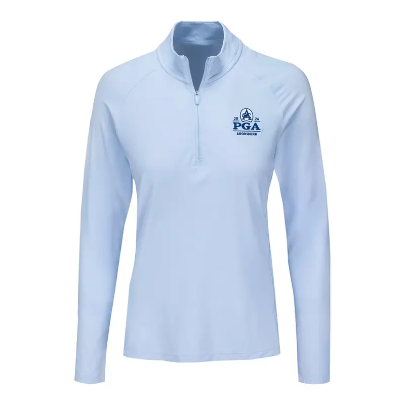 Adidas Women’S Solid Quarter-Zip – 2026 Pga Championship Lightweight Top In Crystal Sky Blue 1