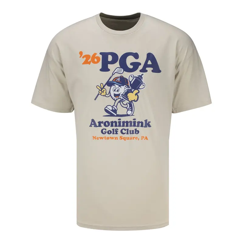 Ahead 2026 Pga Championship Golf Ball Cartoon Tee – Bone Beige 1