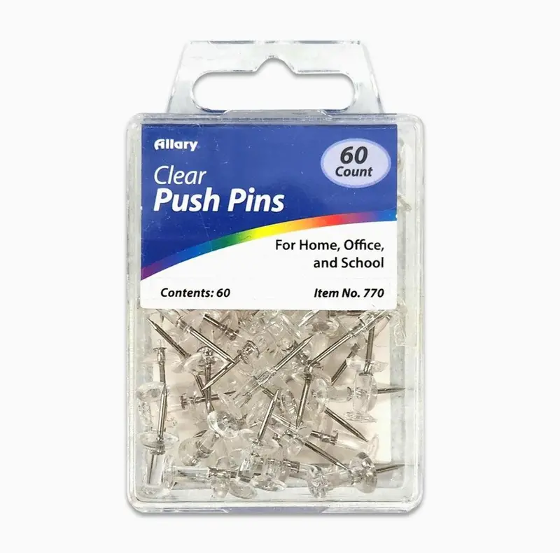 Allary Clear Push Pins – 60-Piece Pack 1
