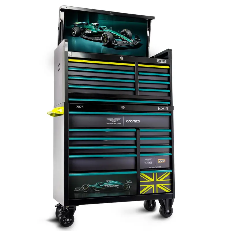 Aston Martin Aramco F1® X Jcb 2025 Roller Cabinet & Top Tool Chest Stack 1