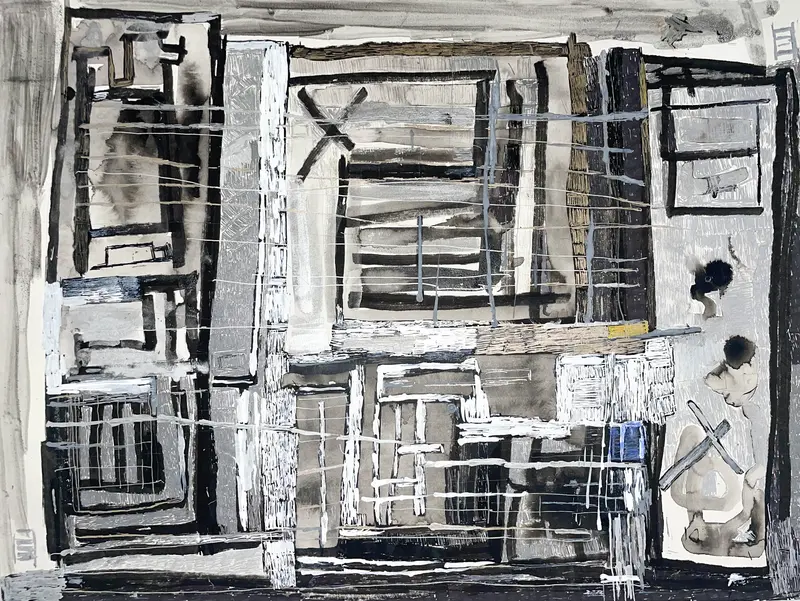 Black, White, And Gold Abstract By Derek Ellis 1