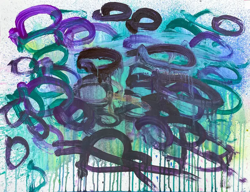 Blue-Green-Purple Abstract Painting By Julieann Dombrowski 1