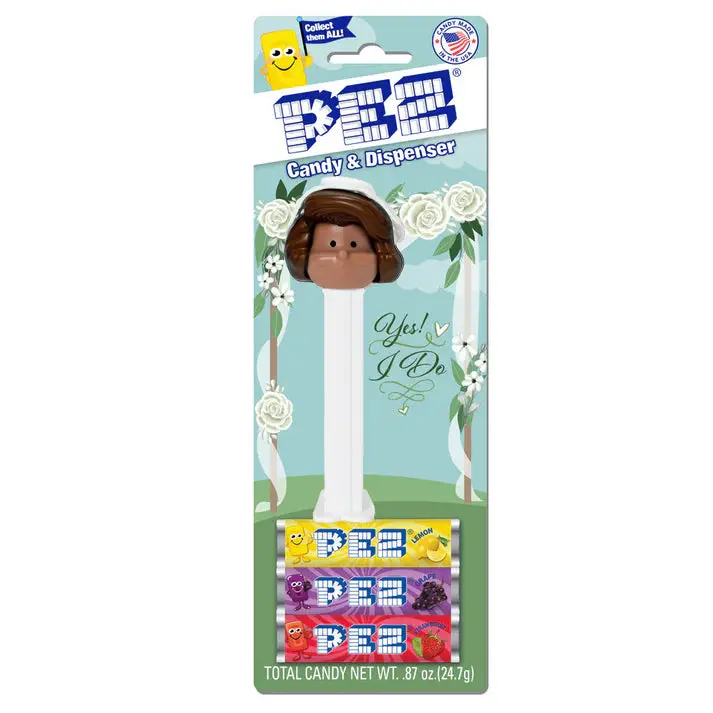 Bride Pez Dispenser – Dark Skin Tone With Brown Hair 1