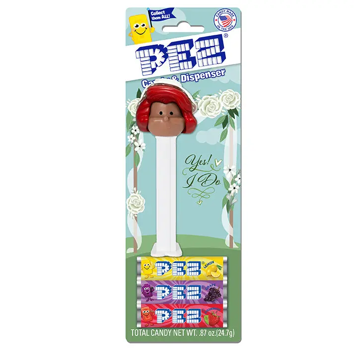 Bride Pez Dispenser – Dark Skin Tone With Red Hair 1