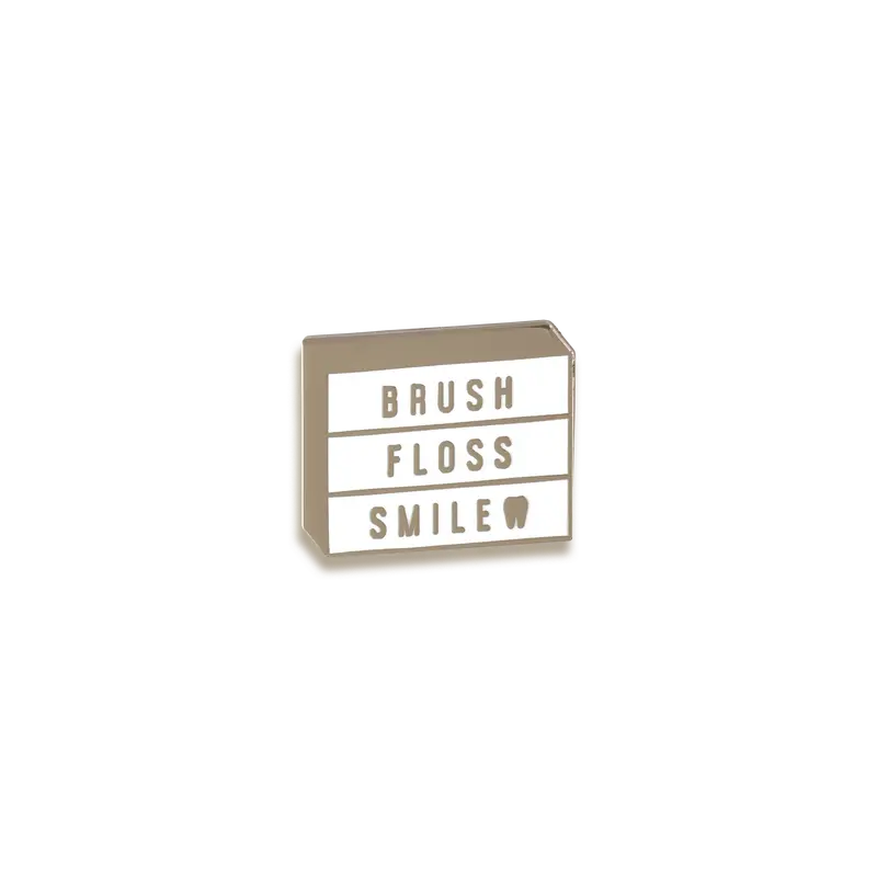 Brush, Floss, Smile Dental Hygiene Enamel Pin – V Coterie 1