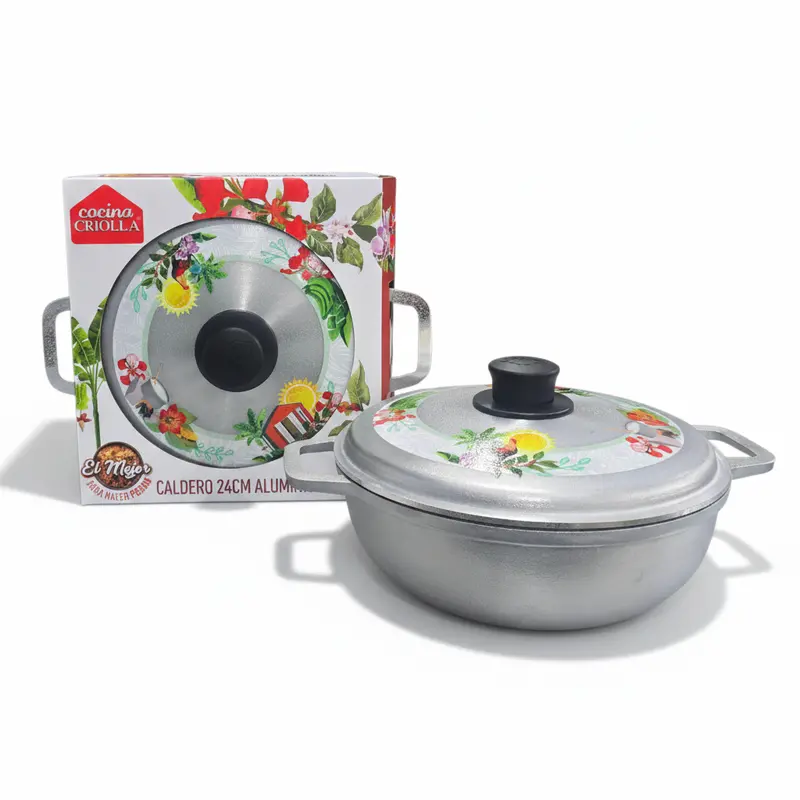 Caldero Boricua 24Cm Aluminum Cooking Pot – Limited-Edition Cocina Criolla Design 1