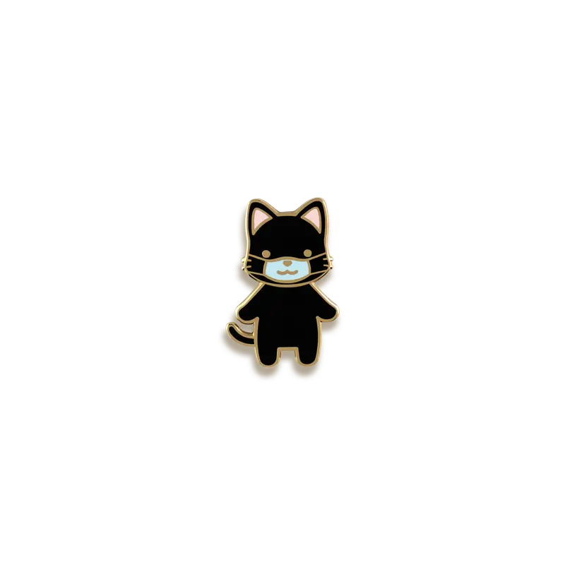 Cat Wearing Face Mask Cute Healthcare Enamel Pin – V Coterie 1