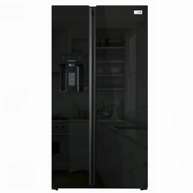 Chiq 19.5 Cu. Ft. Black Glass Side-By-Side Refrigerator With Ice Maker & Water Dispenser 1