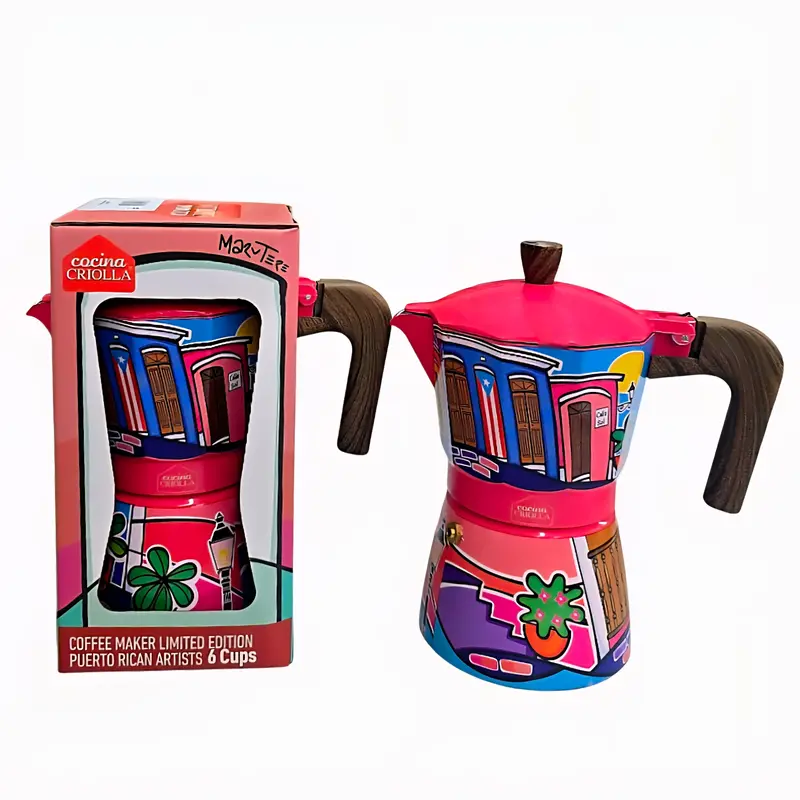 Cocina Criolla 'Calle Del Viejo San Juan' Moka Pot – Puerto Rican Artist Limited Edition 1