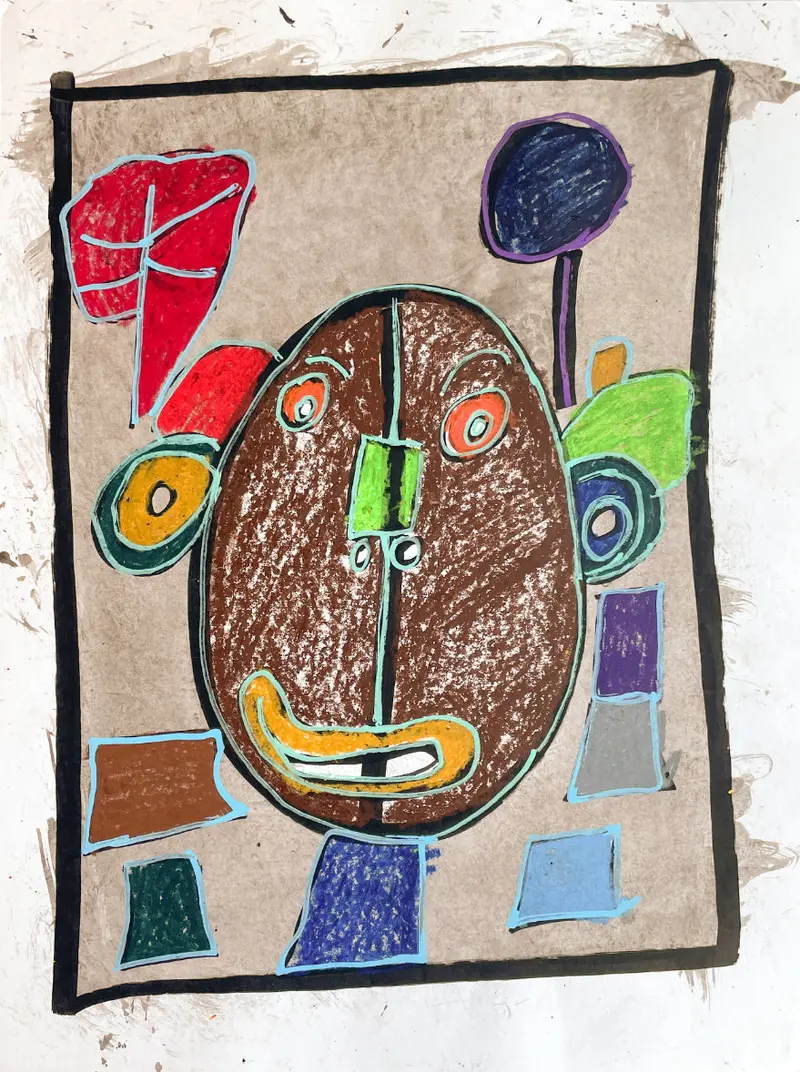Colorful Brown Face – Expressive Portraiture By Randy Rodriguez 1