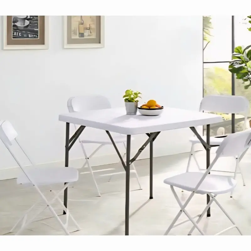 Compact White Folding Square Table – 28.5" X 28.5" X 29.5" 1