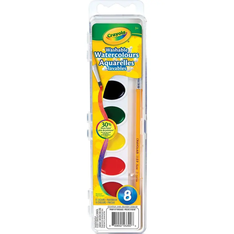 Crayola Washable Watercolor Paint Set – 8-Color Classroom Pack 1