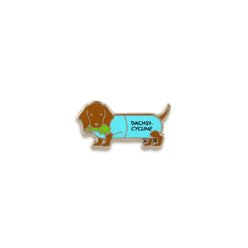 Dachsy-Cycline Enamel Pin – Playful, Punny Pet-Themed Accessory By V Coterie 1