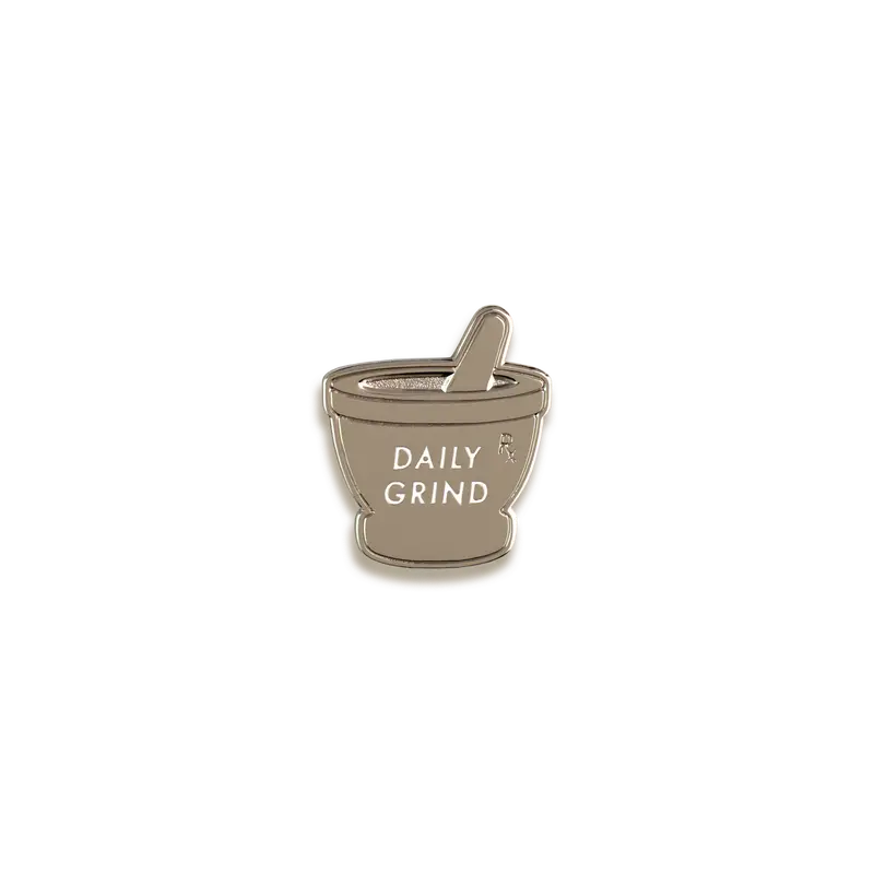Daily Grind Coffee & Work Enamel Pin – V Coterie Design 1