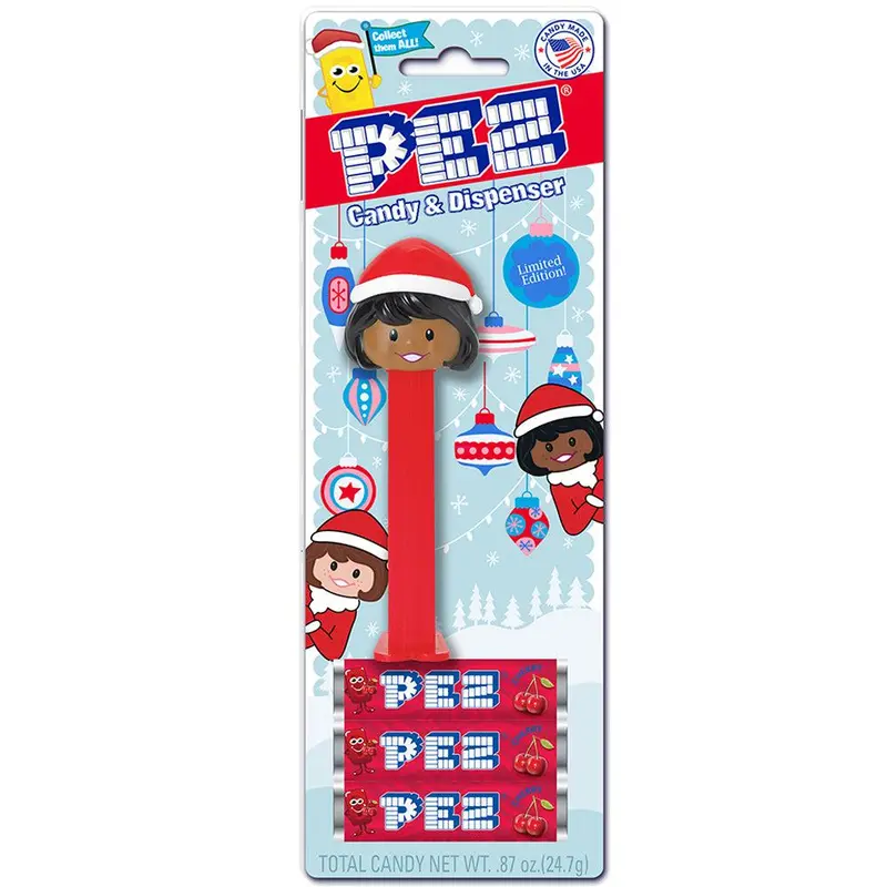 Dark-Skin Pez Presenter Girl In Santa Hat 1