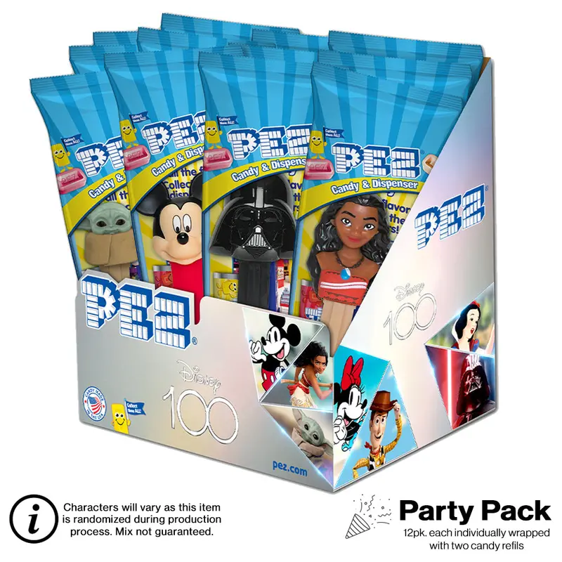Disney 100 Celebration Pez Party Pack – 12 Individually Wrapped Dispensers 1