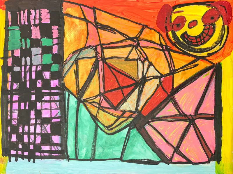Face-Integrated Abstract Shape Artwork By Renee Rogan 1