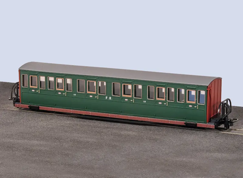Ffestiniog Railway Long 'Bowsider' Coach – Colonel Stephens Livery, No. 19 1