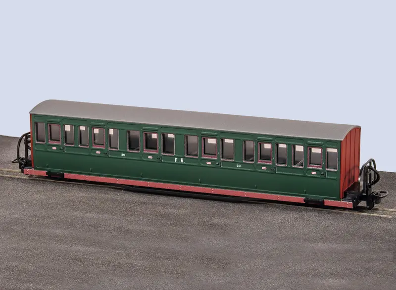 Ffestiniog Railway Long 'Bowsider' Coach – Colonel Stephens Livery, No. 20 1