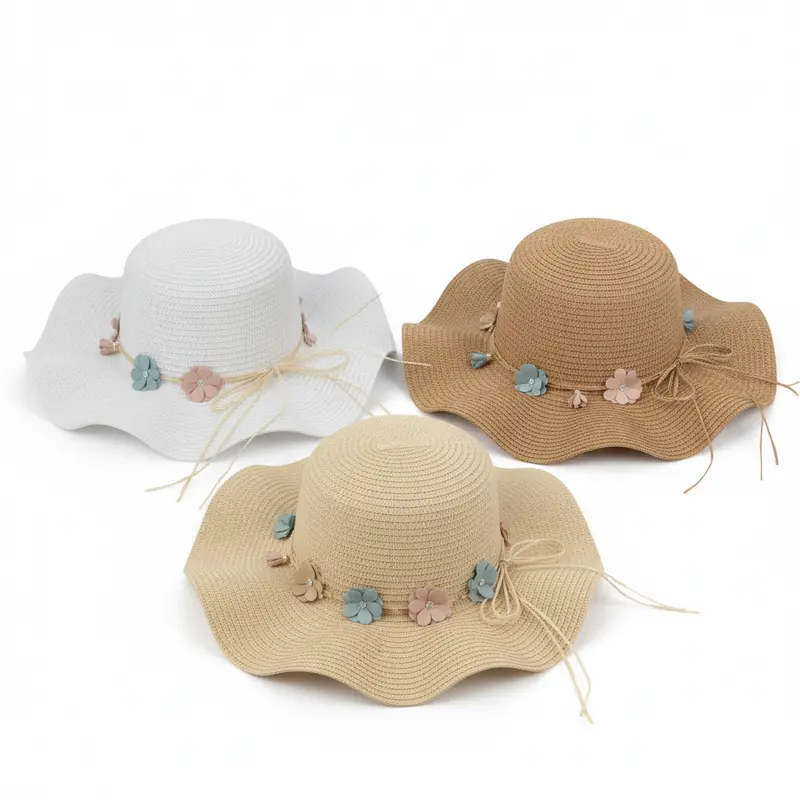 Floral-Adorned Straw Sun Hat – Fashionable Summer Accessory 1