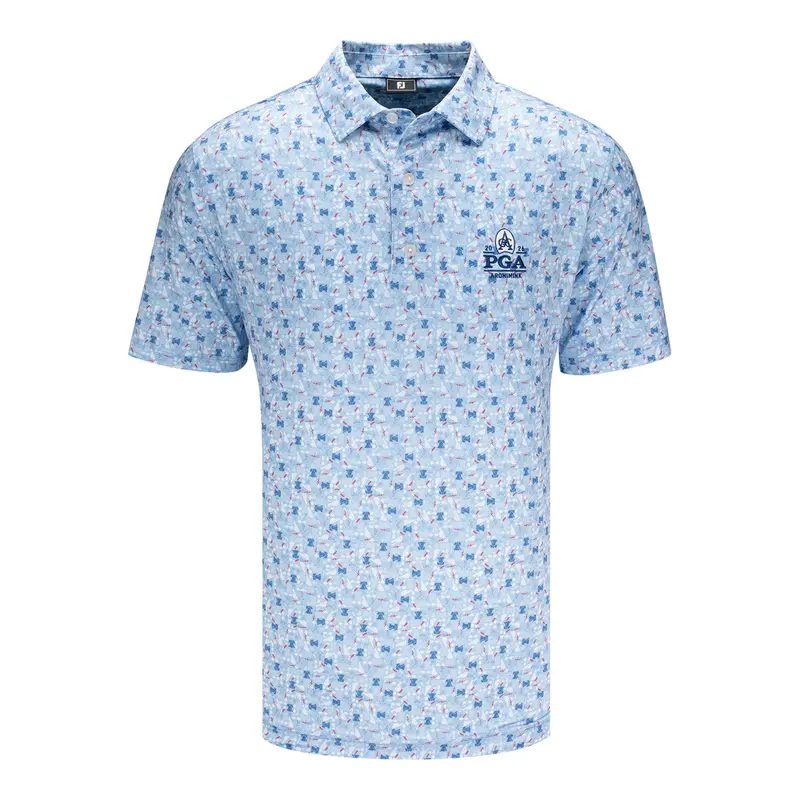 Footjoy Ben Franklin Scatter Polo – Official 2026 Pga Championship Apparel In Blue Multi 1