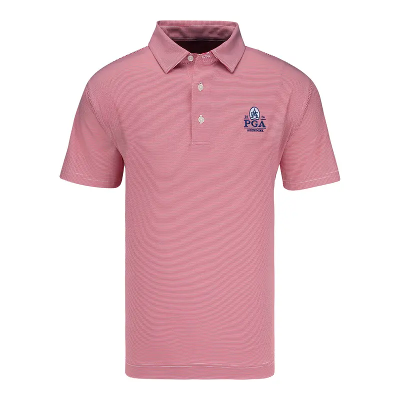 Footjoy Microfeeder Stripe Polo – Red & White Pga Championship 2026 1