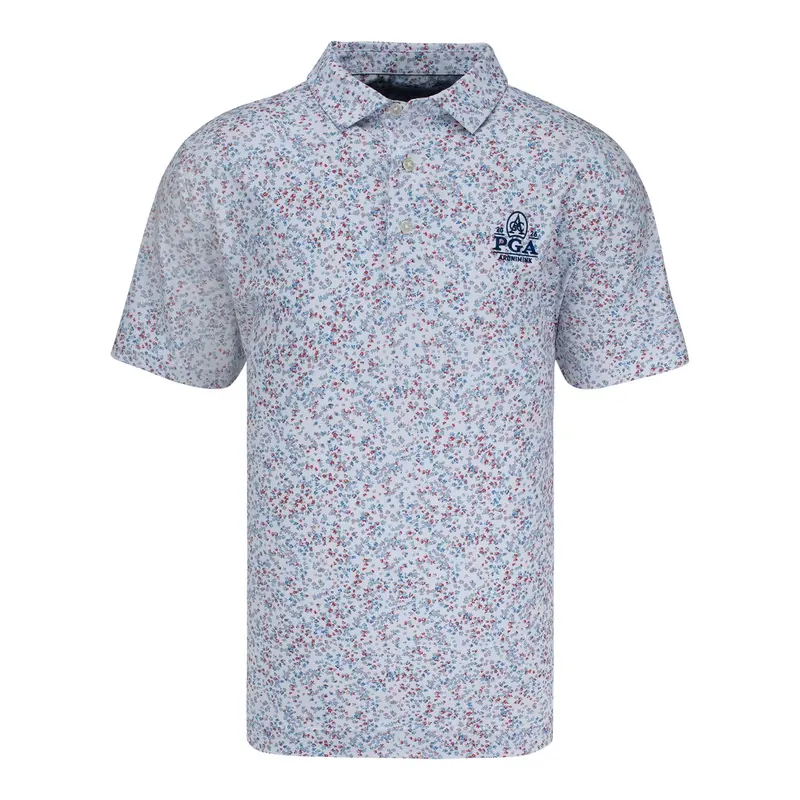 Footjoy Watercolor Floral Pique Polo – White/Blue/Nantucket Red 1