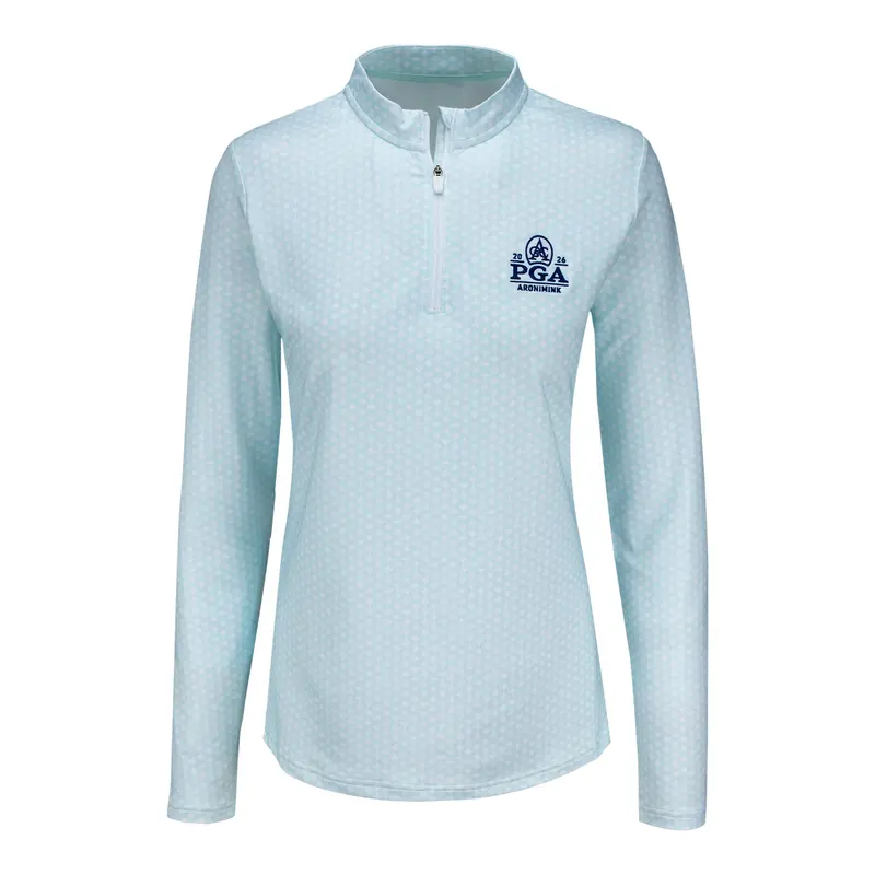 Footjoy Women’S Glacial Blue Print Quarter-Zip – Pga Championship 2026 1
