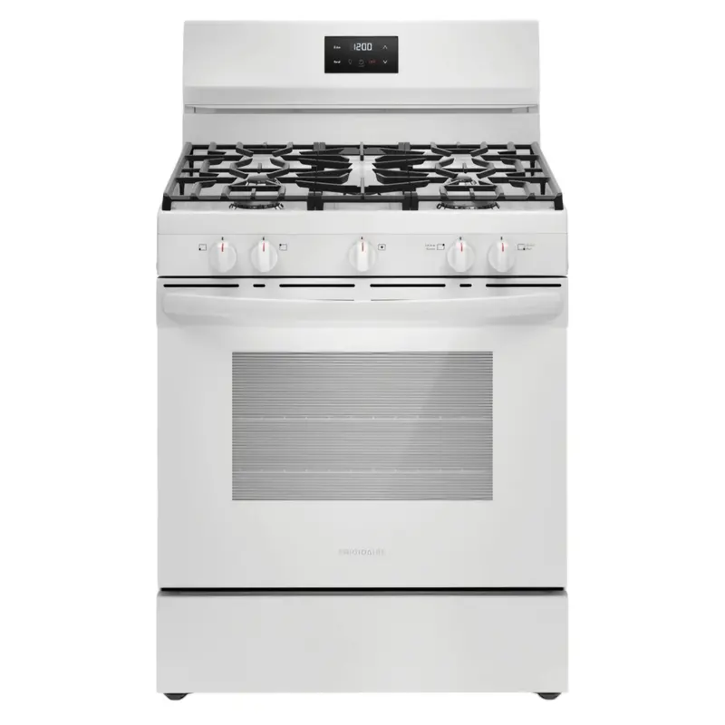 Frigidaire 30-Inch White Gas Range – 5 Burner Cooking Surface 1