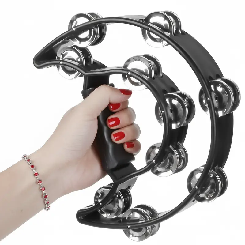 Half-Moon Shaped Tambourine With Jingle Rings – Handheld Percussion 1