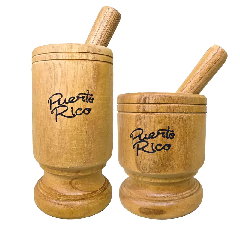 Handcrafted Puerto Rico–Inspired Wooden Mortar And Pestle Set 1