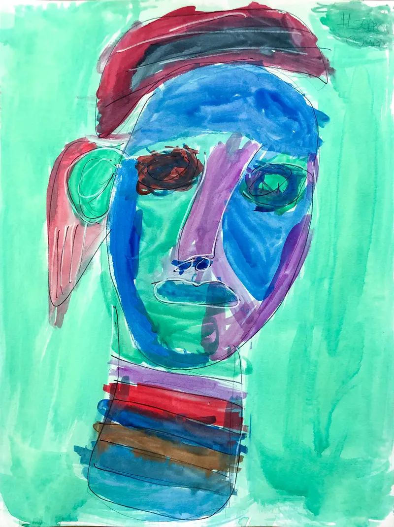 Head With Colored Neck Bands Drawing By Alsendoe Owens 1