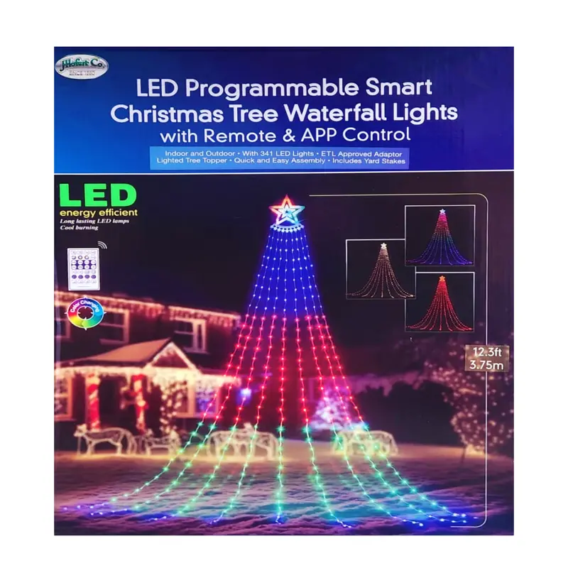 Hofert 12.3-Foot Programmable Led Waterfall Christmas Tree – App & Remote Controlled 1