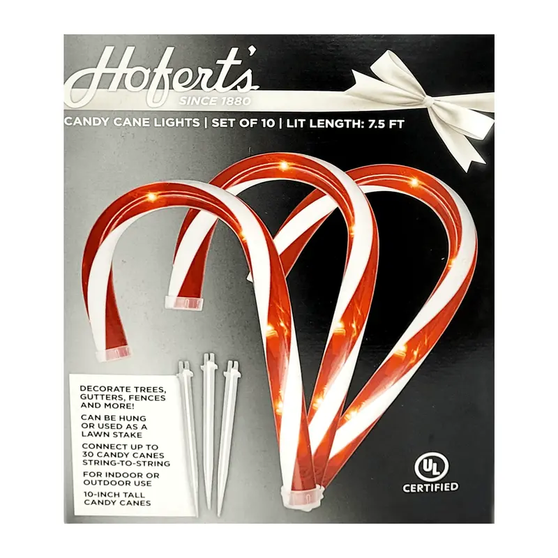 Hofert'S 10-Inch Candy Cane String Lights – Festive 10-Piece Set 1