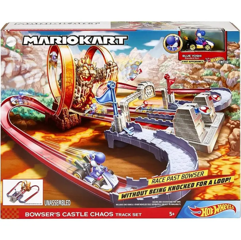 Hot Wheels Mario Kart Browser’S Castle Chaos Racing Track Set 1