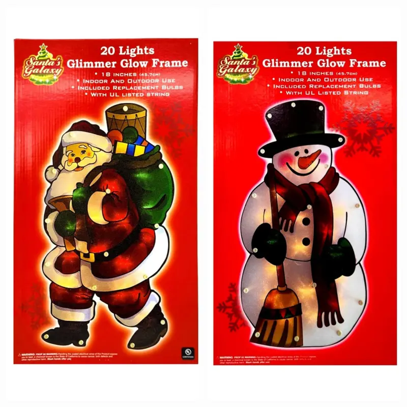 Illuminated Santa And Snowman Figurines – Glitter Glow Holiday Decor Set 1