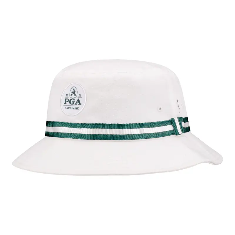 Imperial 2026 Pga Championship Oxford Bucket Hat In White And Dark Green 1