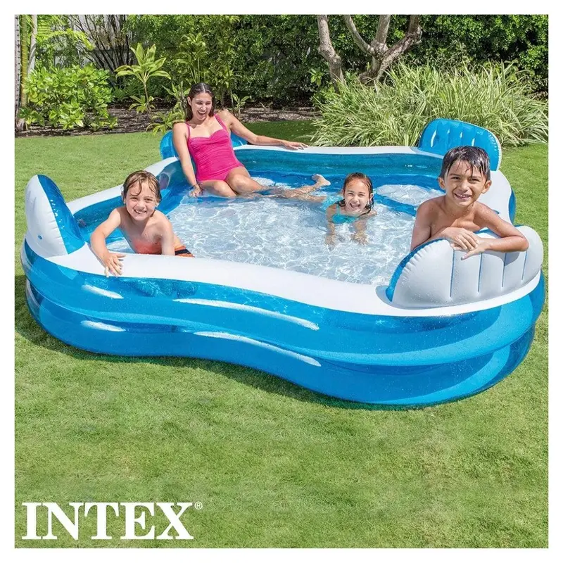 Intex Swim Center Square Inflatable Family Lounge Pool – 4 Integrated Seats 1