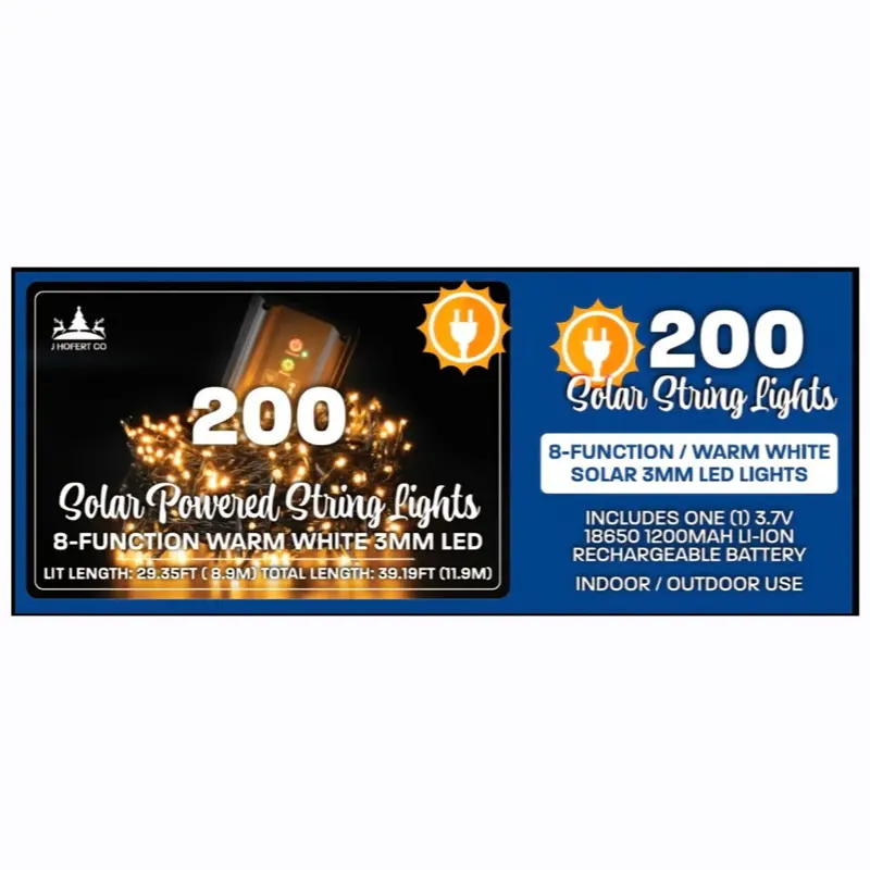 J. Hofert 200-Led Solar Patio String Lights – Energy-Efficient Outdoor Lighting 1