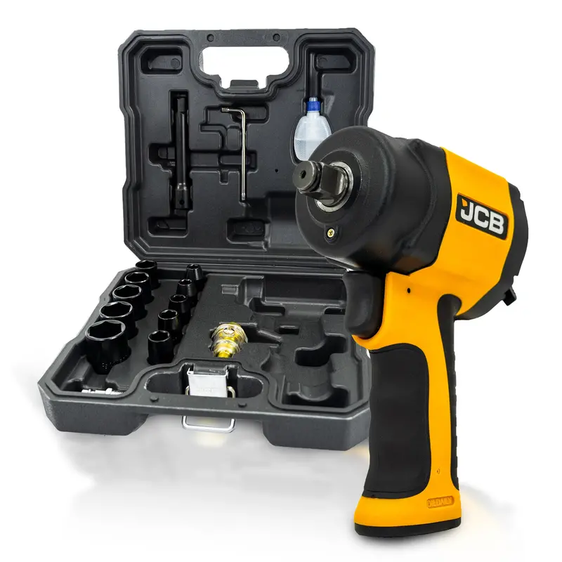 Jcb 1/2-Inch Dual-Range Air Impact Wrench Kit – 610Nm / 1200Nm Adjustable Torque With Sockets 1