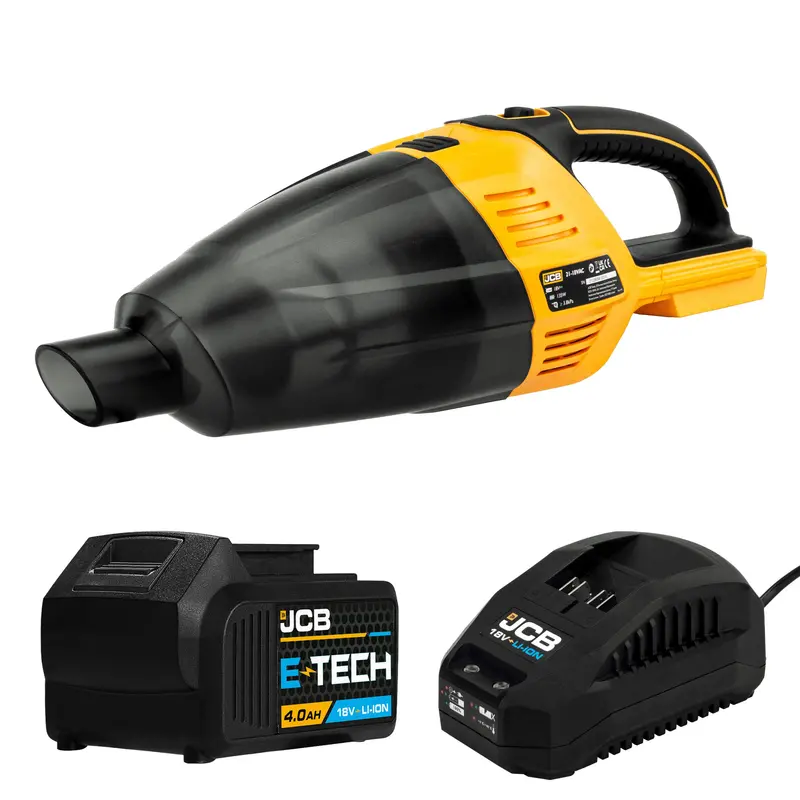Jcb 18V Compact Vacuum — 4.0Ah Li-Ion Battery & 2.4A Fast Charger Kit, 50Mbar Suction | 21-Hvc-4Xc 1