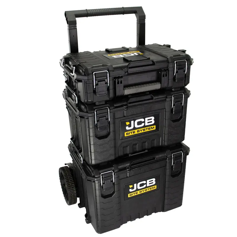 Jcb Sitesys St Modular Tool Storage – 3-Piece Stackable System With Trolley & Organizer 1
