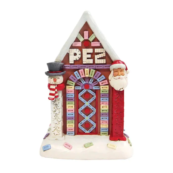 Jim Shore Pez Christmas House Featuring Santa And Snowman Figurine 1