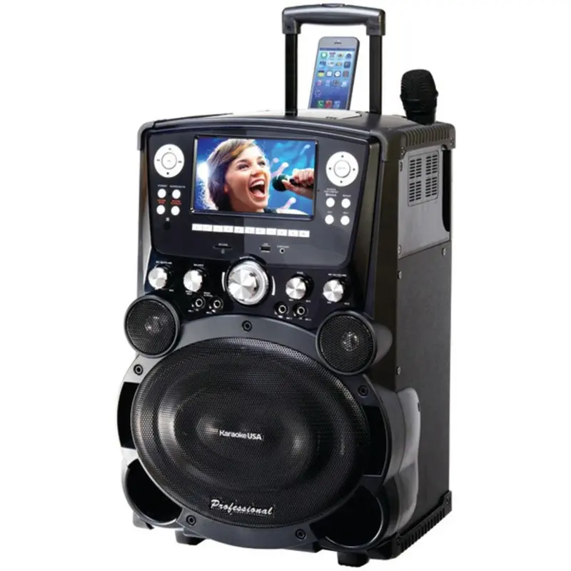 Karaoke Usa Gp978 All-In-One Bluetooth Karaoke System With 7-Inch Tft Display & Mobility Wheels 1