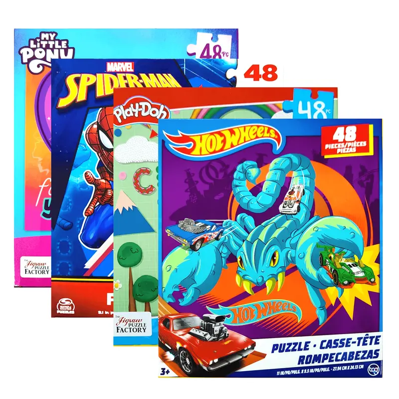Kids’ Themed Jigsaw Puzzles – Spider-Man, Hot Wheels, Gabby’S Dollhouse, Play-Doh & My Little Pony (48-Piece Each) 1