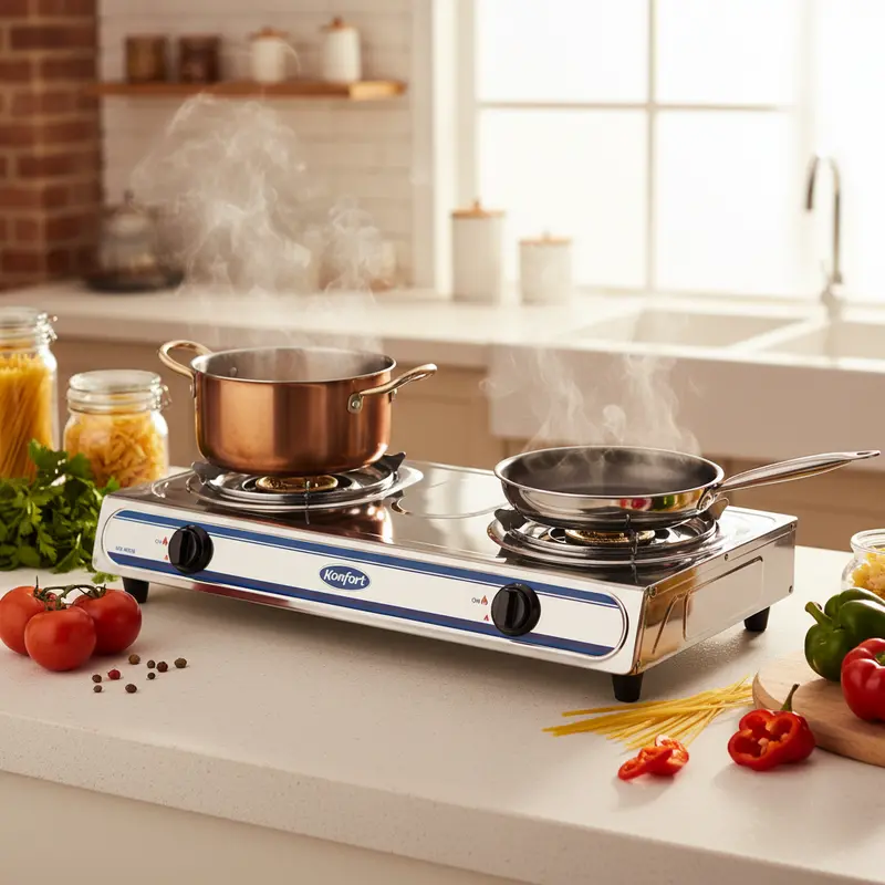 Konfort 2-Burner Portable Gas Stove – Stainless Steel Build 1
